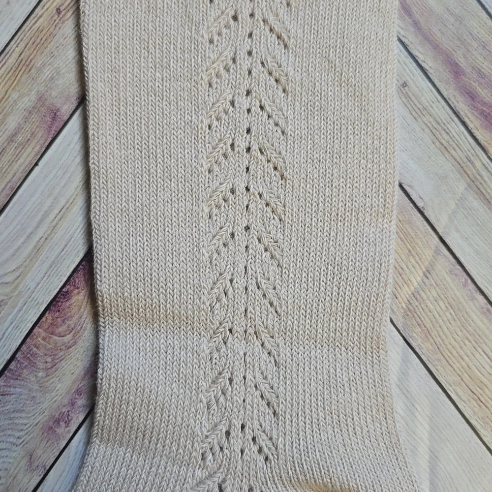 Toddler Girl Beige Knit Knee High Socks Vintage Style Holiday Neutral Accessory